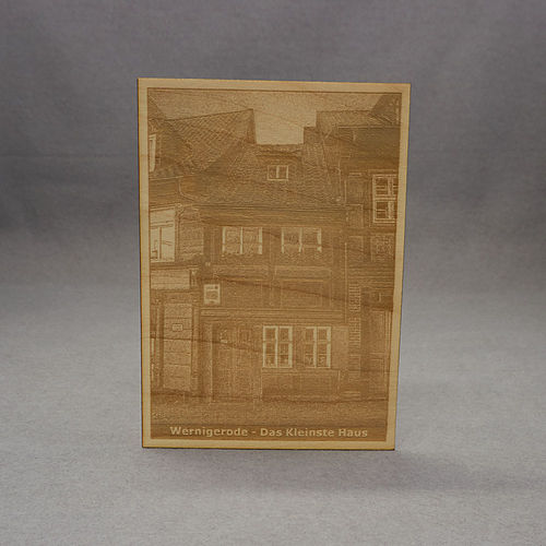 Holzpostkarte "Wernigerode - Das Kleinste Haus"